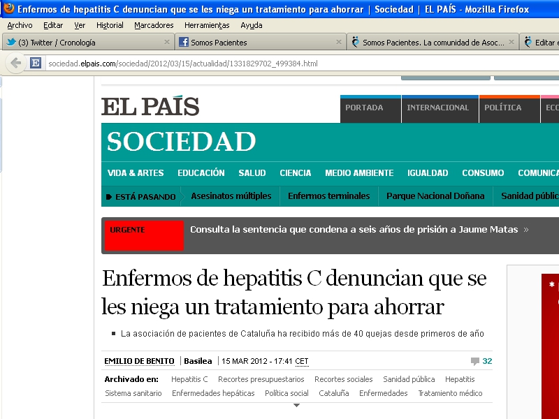 El País recoge la denuncia de ASSCAT en Somos Pacientes sobre trabas para acceder a tratamientos