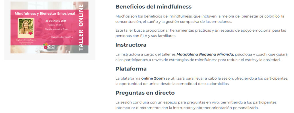 Mindfulness para pacientes con ELA y cuidadores 